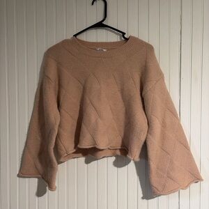Storia Peachy Beige Textured Crewneck Sweater